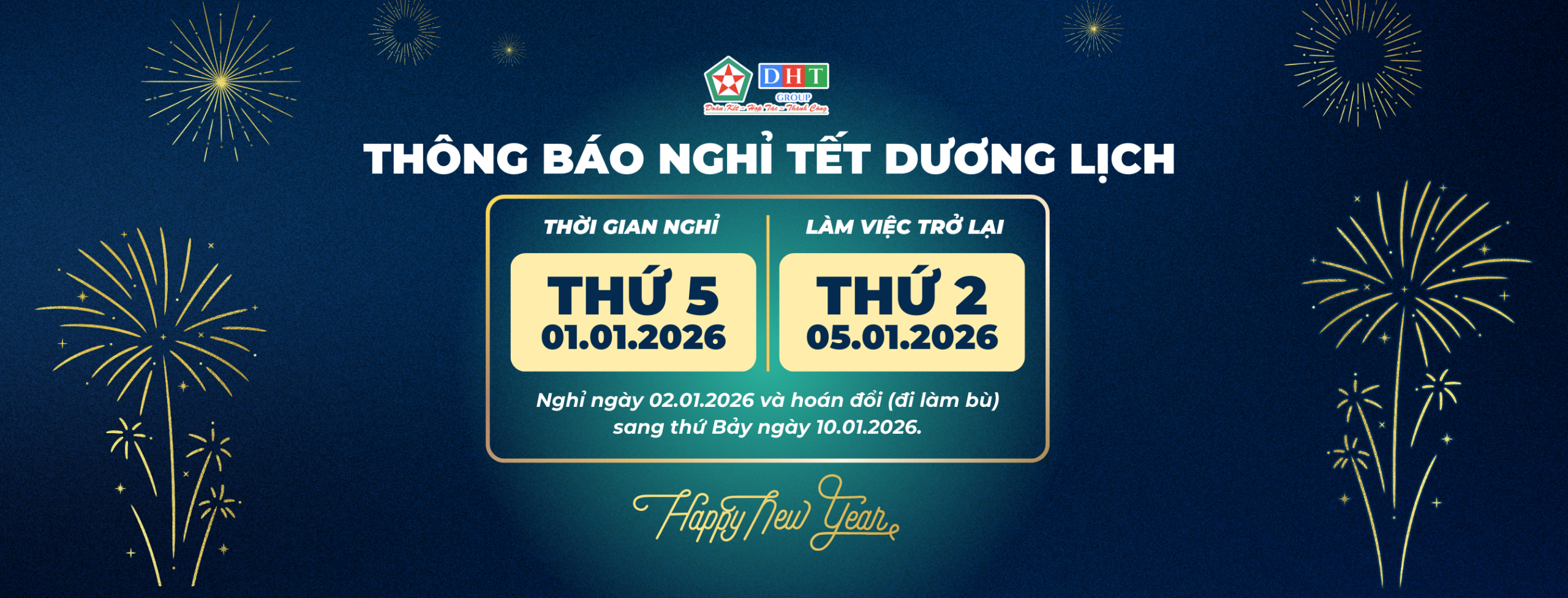 Thông báo nghỉ tết dương lịch.