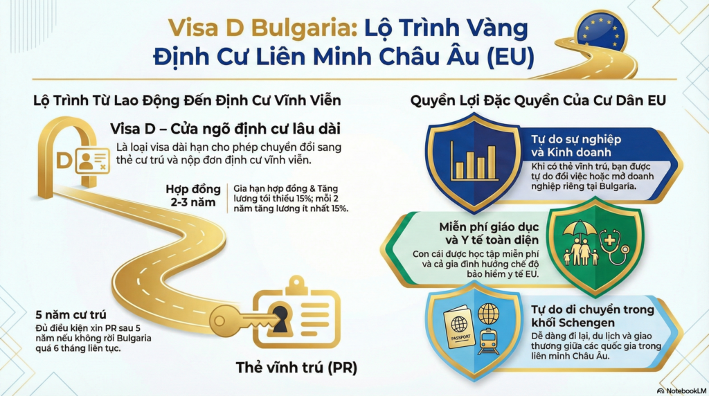 Quyền lợi định cư lâu dài từ visa D